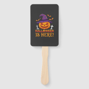 Halloween Is Here Witch Pumpkin Vector Hand Fan