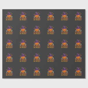 Halloween Is Here Witch Pumpkin Vector Wrapping Paper