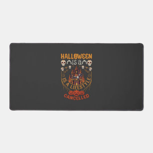 Halloween Is Lifestyle Cancelled Castle Skulls Pum Desk Mat
