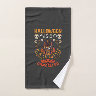 Halloween Is Lifestyle Cancelled Castle Skulls Pum Hand Towel