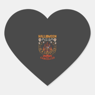 Halloween Is Lifestyle Cancelled Castle Skulls Pum Heart Sticker