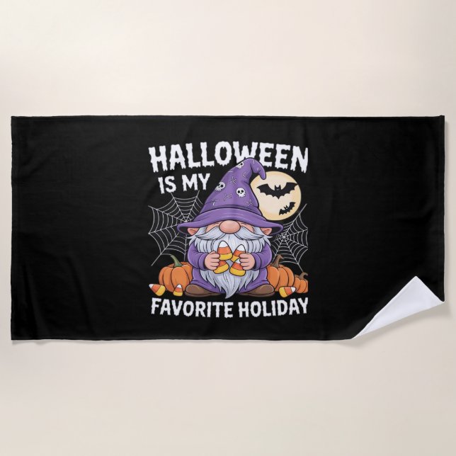 Halloween Is My Favourite Holiday Pumpkin Candy Co Beach Towel (Front)
