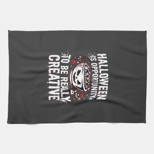 Halloween Is Opportunity Creative Quote Design Tea Towel (Horizontal)