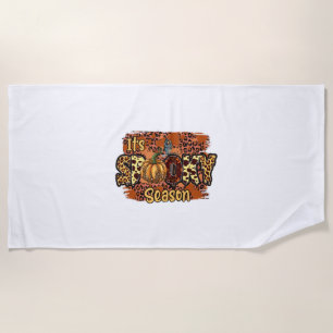 Halloween It Is Spooky Season Birthday Beach Towel
