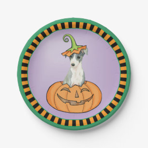 Halloween Italian Greyhound Paper Plate