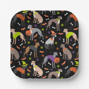 Halloween Italian Greyhound Paper Plates