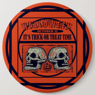 Halloween Its Trick or Treat Time 6 Cm Round Badge