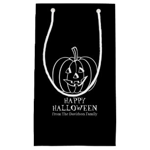 Halloween jack o lantern black white custom treat small gift bag