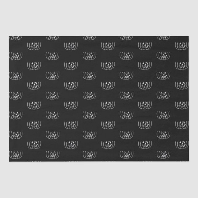 Halloween jack o lantern black white pattern tissue paper (Front)
