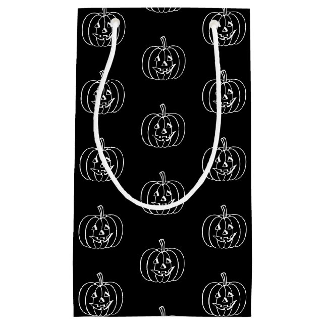 Halloween jack o lantern black white small gift bag (Front)