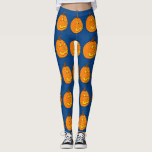 Halloween Jack o' Lantern Blue Leggings