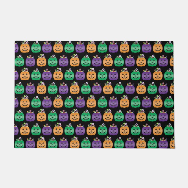 Halloween Jack O Lantern Candy Pail Doormat (Front)
