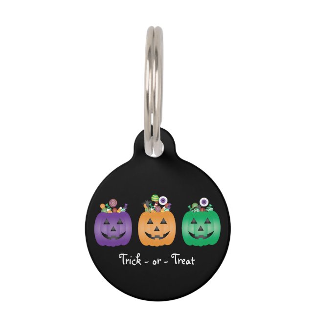 Halloween Jack O Lantern Candy Pail Pet Tag (Front)