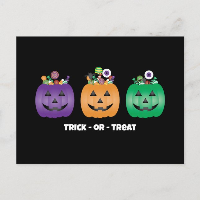 Halloween Jack O Lantern Candy Pail Postcard (Front)