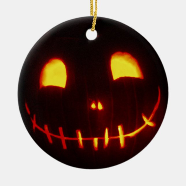 Halloween Jack-o-Lantern Ceramic Tree Decoration (Front)