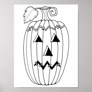 Halloween Jack O’Lantern Coloring Page Art Poster