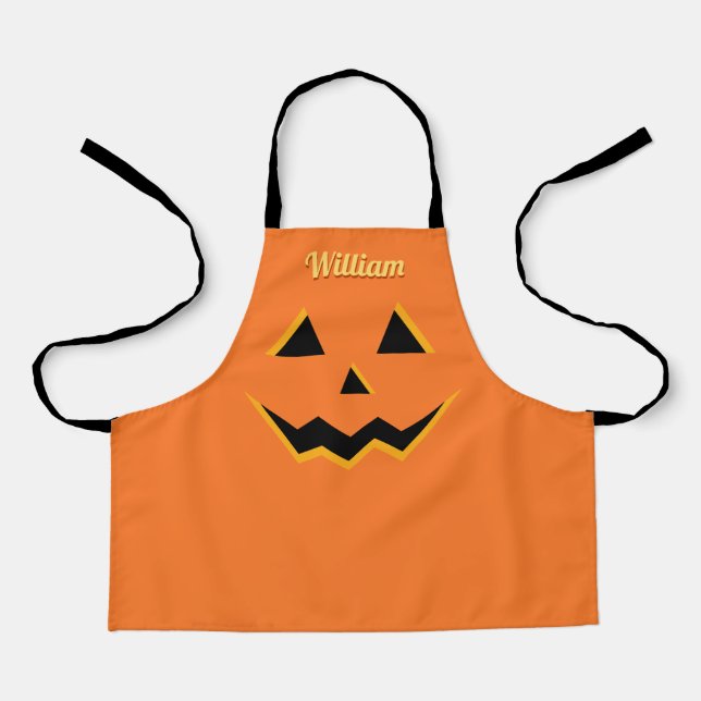 Halloween Jack O' Lantern Cute Pumpkin For Kids Apron (Front)
