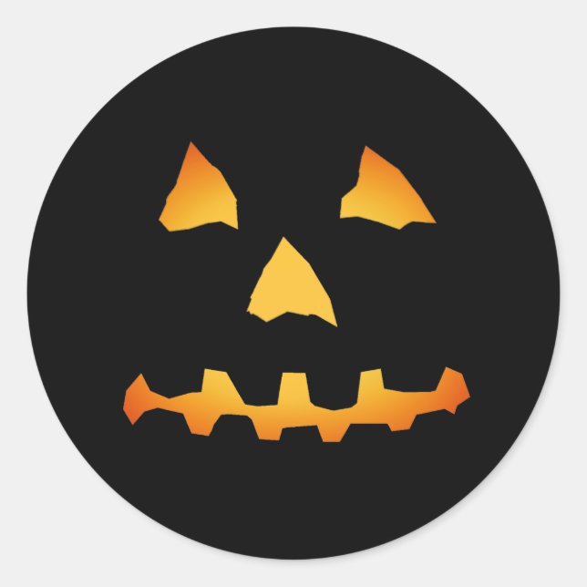 Halloween: Jack-o-Lantern Face: Classic Round Sticker (Front)
