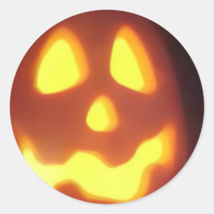 Halloween Jack-O-Lantern Face  Classic Round Sticker