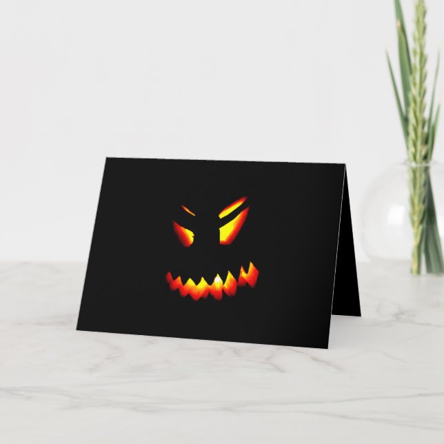 Halloween Jack-O-Lantern Face Greeting Card (Front)
