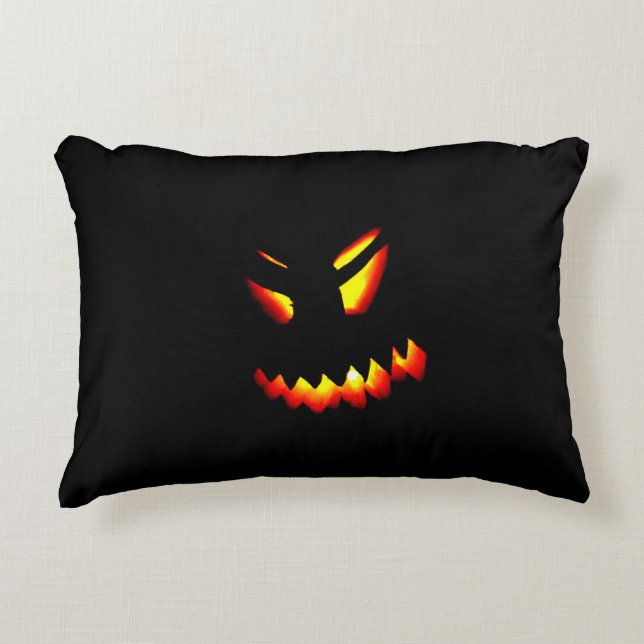 Halloween Jack-O-Lantern Face Pillow 2 sided Print (Front)