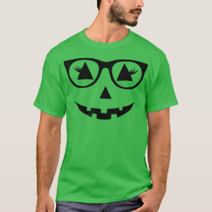Halloween Jack O Lantern Face Pumpkin Black Glasse T-Shirt