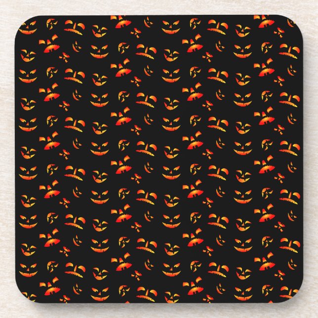 Halloween Jack-O-Lantern Faces  Coaster (Front)