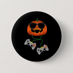 Halloween Jack O Lantern Gamer Boys Kids Men Fun H 6 Cm Round Badge