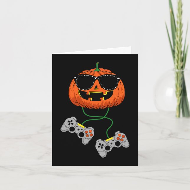 Halloween Jack O Lantern Gamer Boys Kids Men Fun H Card (Front)