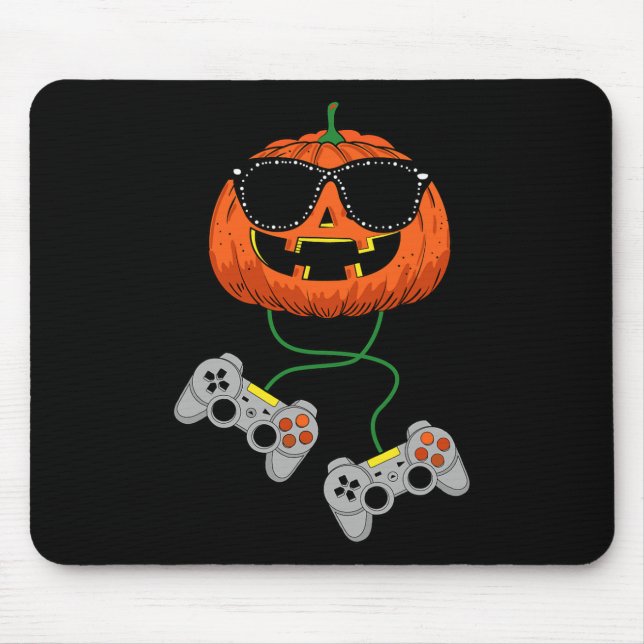 Halloween Jack O Lantern Gamer Boys Kids Men Fun H Mouse Mat (Front)