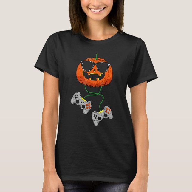 Halloween Jack O Lantern Gamer Boys Kids Men  Hall T-Shirt (Front)