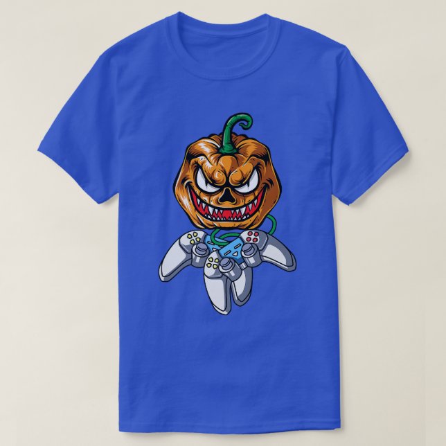 Halloween Jack O Lantern Gamer, Jackolantern Pumpk T-Shirt (Design Front)