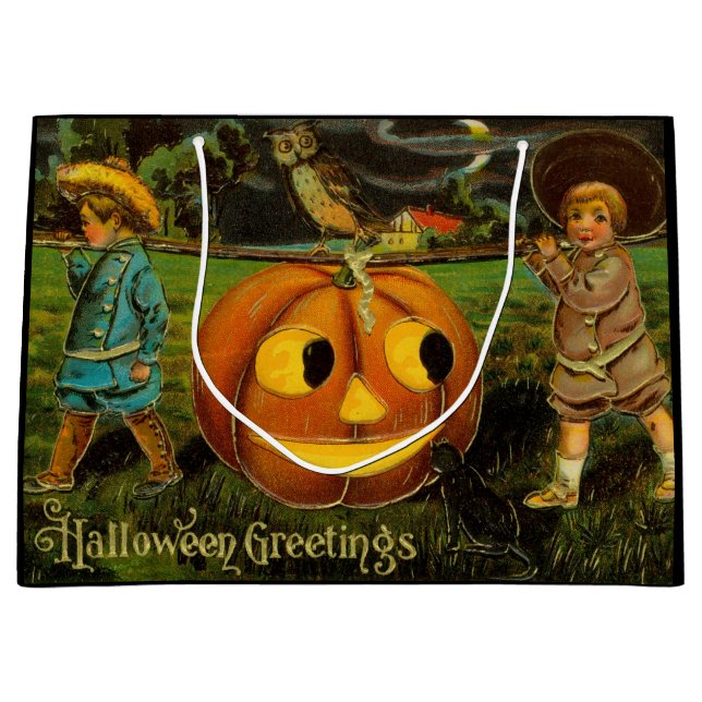 Halloween Jack-o-Lantern Harvest Night by Kids   Large Gift Bag (Front)