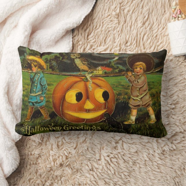 Halloween Jack-o-Lantern Harvest Night by Kids   Lumbar Cushion (Blanket)