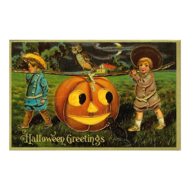 Halloween Jack-o-Lantern Harvest Night by Kids   Photo Print (Front)