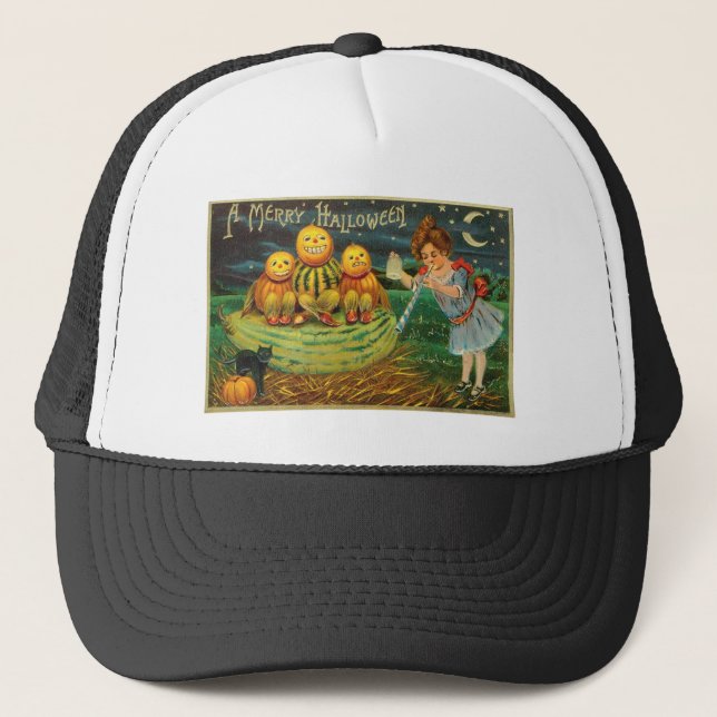 Halloween Jack-o-Lantern Harvest Night by Kids   Trucker Hat (Front)