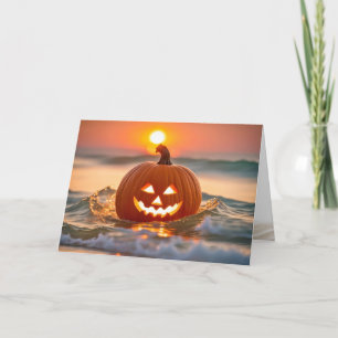 Halloween Jack-o-Lantern In Ocean Holiday Card