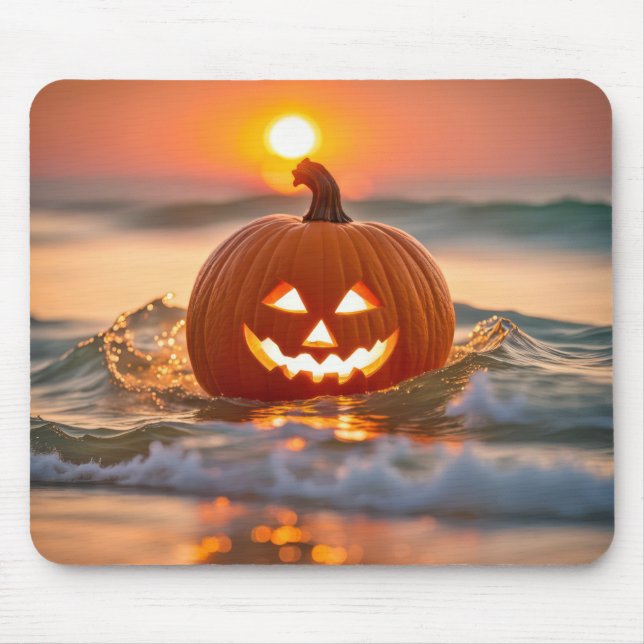Halloween Jack-o-Lantern In Ocean Mouse Mat (Front)