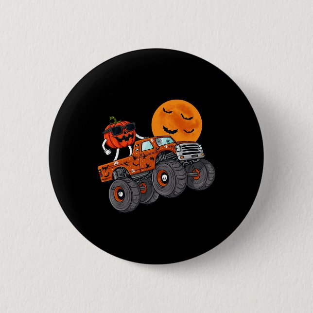 Halloween Jack O Lantern Monster Truck Toddler Boy 6 Cm Round Badge (Front)