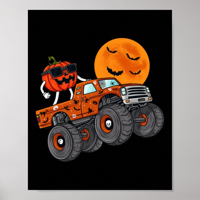 Halloween Jack O Lantern Monster Truck Toddler Boy Poster (Front)