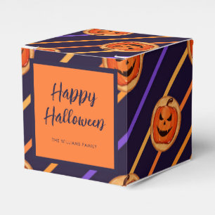 Halloween Jack-O-Lantern Navy Stripes Favour Box