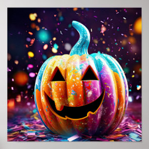 Halloween Jack O’Lantern Neon Pop Art Poster