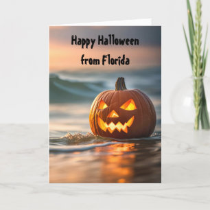 Halloween Jack-o-Lantern On The Seashore Holiday Card