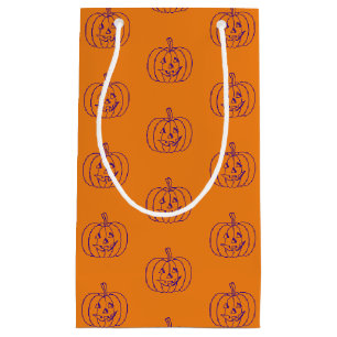 Halloween jack o lantern orange purple pattern small gift bag