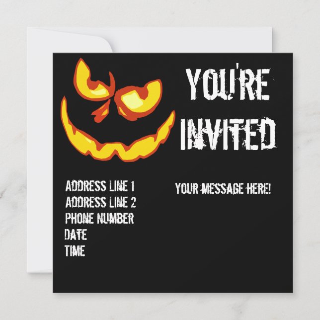 Halloween Jack O Lantern Party Invitation (Front)