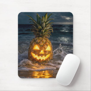 Halloween Jack-o-Lantern Pineapple in Ocean Surf Mouse Mat