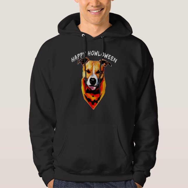 Halloween Jack O Lantern Pitbull Funny Dog Hallowe Hoodie (Front)