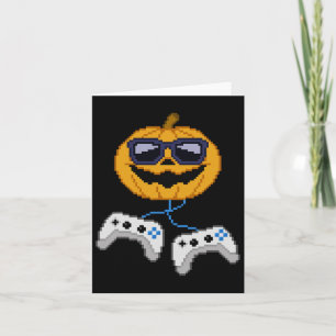 Halloween Jack O Lantern Pixelated Gaming Gamer Bo Card