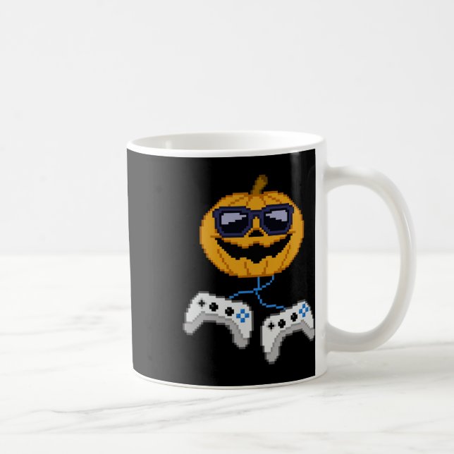 Halloween Jack O Lantern Pixelated Gaming Gamer Bo Coffee Mug (Right)