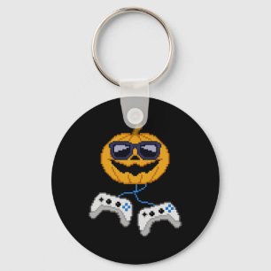 Halloween Jack O Lantern Pixelated Gaming Gamer Bo Key Ring